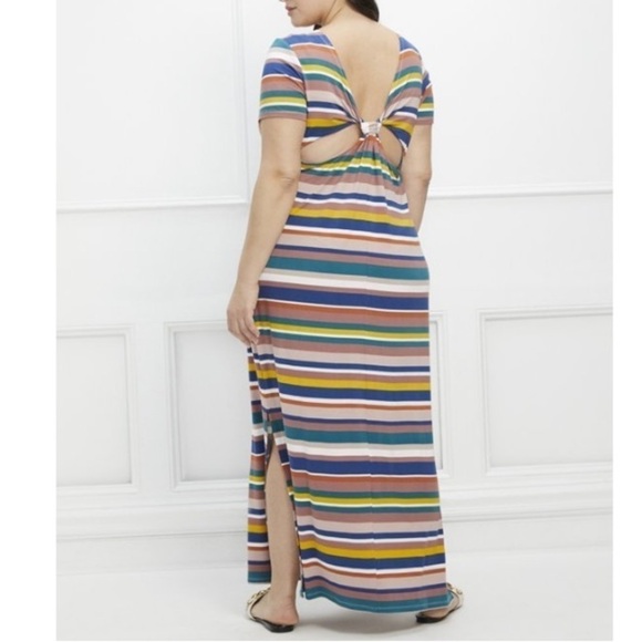 Eloquii Elements Women's Plus Size Striped Maxi Dress with Twist Back sz 18/20 - Picture 1 of 11
